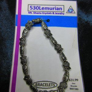 Owls Silver Plated Jewelry 7" Stretchy Bracelet